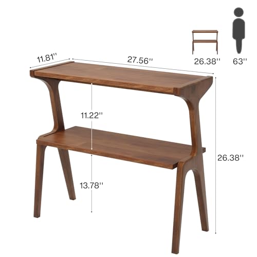 Tribesigns Rustic Brown Solid Wood 2-Tier End Table with Storage Shelves - Slim Farmhouse Side Table for Couch & Bedroom - Variation of THIS listing