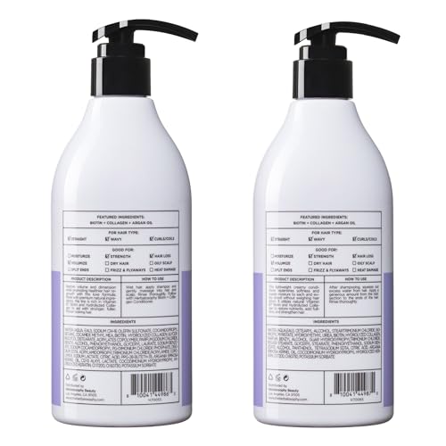 Herbalosophy Biotin & Collagen Shampoo & Conditioner Set with Vitamin B7 & Argan Oil - Pack of 2, 16.9 Fl Oz Each, Sulfate & Paraben Free, Dry & Damaged Hair Repair