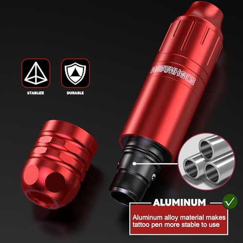 Red Rotary Tattoo Machine Kit with 20 Cartridges & Ink - Beginner Friendly