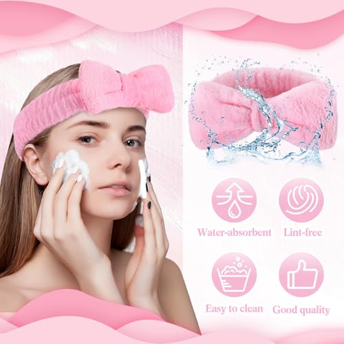 Pink Spa Headbands Bulk - Classic Pattern, 25 Pack, Elastic & Soft Coral Fleece