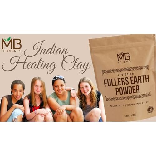 MB Herbals Fullers Earth Powder 8 oz | 227 Gram | Fuller's Earth | Multani Mitti | Bentonite Clay for Face Pack | No Fragrance | No Preservative