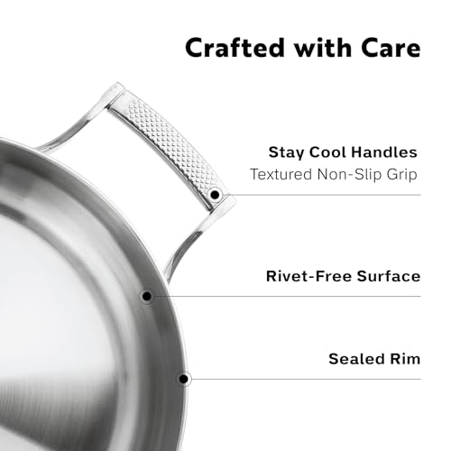 4 Quart Fully Clad Stainless Steel Stock Pot with Lid - Induction & Oven Safe