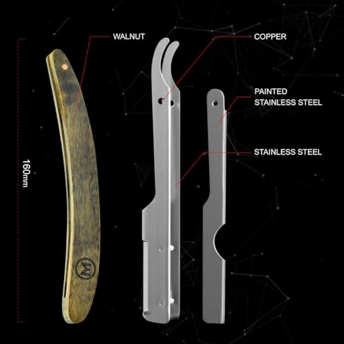 Generic Straight Edge Razor for Men, Stainless Steel Blade Arm Barber Razor with Walnut Wood Handle, Shaving Razor for Close Shaving, Manual Men's Beard Cut Throat Shavette Almaz Razor, brown