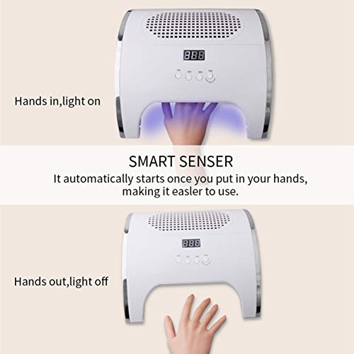 Nail Dust Extractor & Cleaner, 2-in-1 Infrared Sensor, 1 Curing Lamp, 10S/30S/60S/99S Timer, Gel Nail Polish Curing Machine