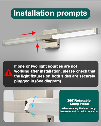 OKELI 40 Inch Dimmable Bathroom Vanity Light Fixture - Brushed Nickel Variation