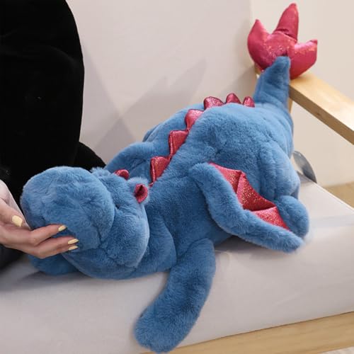 IFX24 10 lb Weighted Dragon Stuffed Animal – 35.4" Plush Toy, Blue