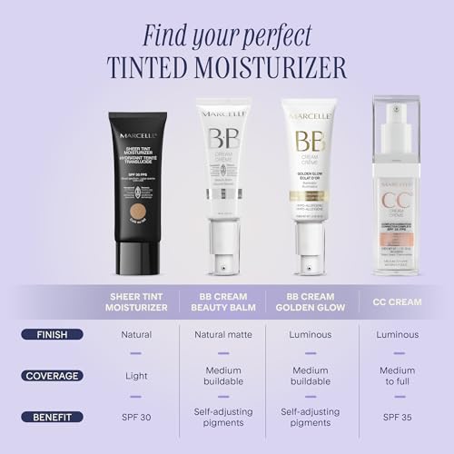 Marcelle BB Cream Golden Glow, Universal Shade, Tinted Moisturizer, Skin Enhancer, Illuminator, Beauty Balm, Non-Comedogenic, Paraben-Free, Oil-Free, Hypoallergenic, Cruelty-Free, 1.5 fl oz