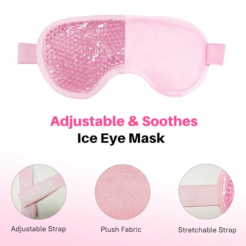 Permotary 2 Pack Gel Ice Eye Mask Cold Therapy Cooling Eye Mask for Relaxtion,Puffy Eyes Relief Reusable Cold & Warm Compress for Puffiness,Dry Eyes,Headaches,Migraines,Stress Relief,Post Surgery