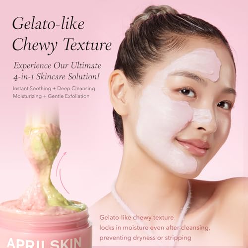 APRILSKIN Pink Aloe Facial Polish Cleanser with Heart-Shaped Plush Facial Cleansing Sponge