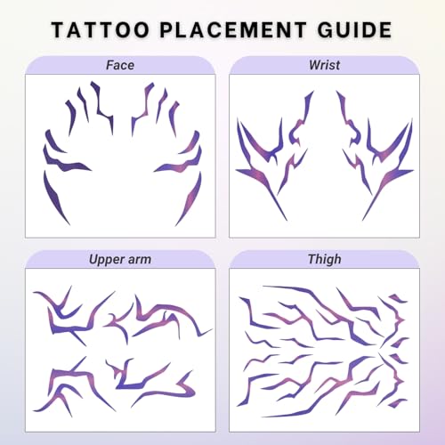 Purple Ombre Temporary Tattoos ? Realistic Waterproof Body Art for Cosplay, Halloween, and Party Makeup