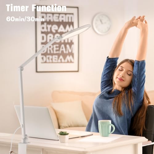 LitONES LED Desk Lamp with Clamp - White, Adjustable, Multi-Functional