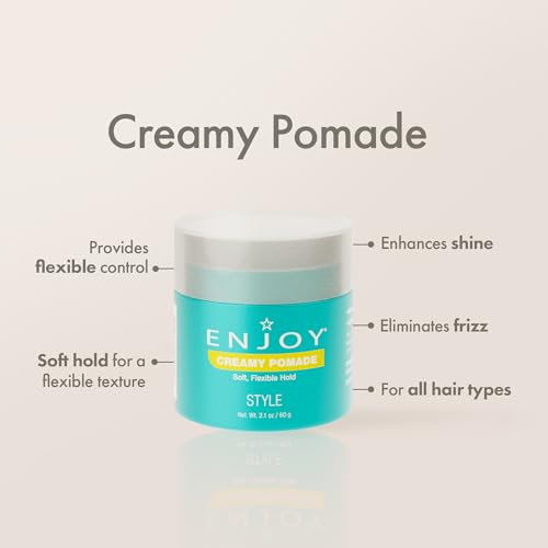 Enjoy Creamy Pomade - Lightweight Non Greasy Soft Flexible Hold - Smoothing Natural Shine without Stiffness (2.1 Oz)