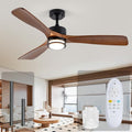 Walnut 52-Inch Outdoor Ceiling Fan with Light, Remote, Reversible Motor