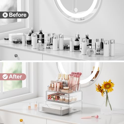 DOADW 3-Piece Clear Stackable Bathroom Counter Organizer Set for Vanity