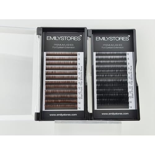 Brown Eyelash Extensions 0.10MM Lashes J B C D Curl 8-14MM Length Mix Size (Brown 0.10 D)