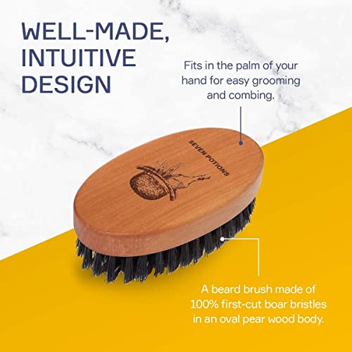 Boar Bristle Beard Brushes Duo Set - 2 Brushes for Facial Hair For All Occasions, One With Soft Boar Hair and The Other With Firm Boar Bristles