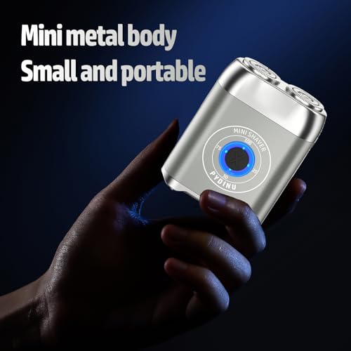 PYDINU Mini Dual-Head Electric Shaver, IPX7 Waterproof USB-C Rechargeable, Travel Portable Trimmer (Silver)