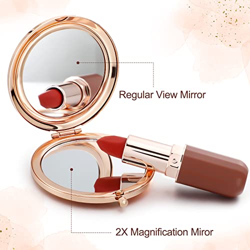 Chunful 6 Sets Bridesmaid Gifts for Women Include Rose Gold Compact Makeup Mirror with Satin Hair Ties Scrunchies Rhinestone Pocket Mirror for Bridal Shower Favors Bachelorette Party Gifts