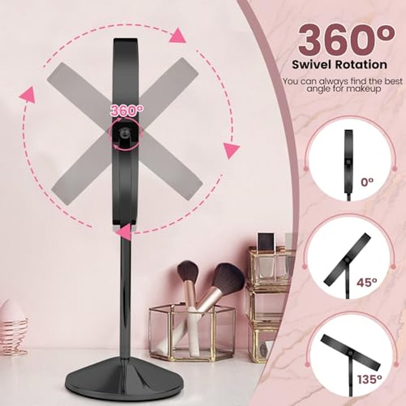 8" Vanity Mirror with Lights Rechargeable, 1X/10X Magnifying Makeup Mirror with Touch Screen, 54 LED Adjustable Brightness, 3 Color Modes, 360¡Æ Rotation for Tabletop & Bedroom