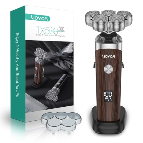 VOYOR 5D Floating Electric Razor for Men Wet Dry Shaving Woodgrain