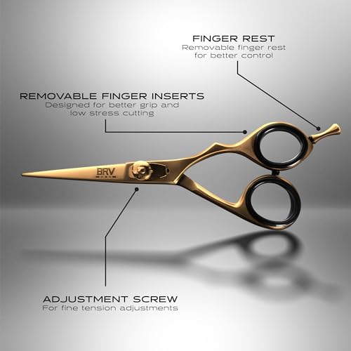 Right Handed Titanium Bronze Beard & Mustache Trimming Scissors - 5.5 Inches