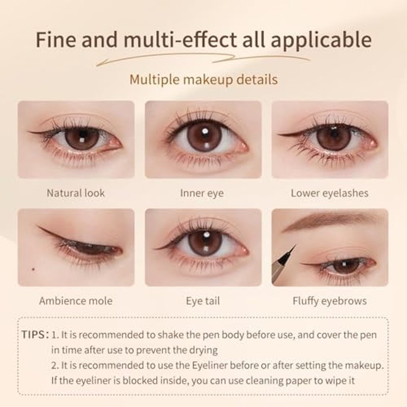 JUDYDOLL Ultra-Fine Liquid Eyeliner - Precision Tip for Wing Line, Smudge-Proof, Quick-Drying, Waterproof, Easy to Get Inner Corner Lined, Hooded Eyes-Friendly (#01 Black)