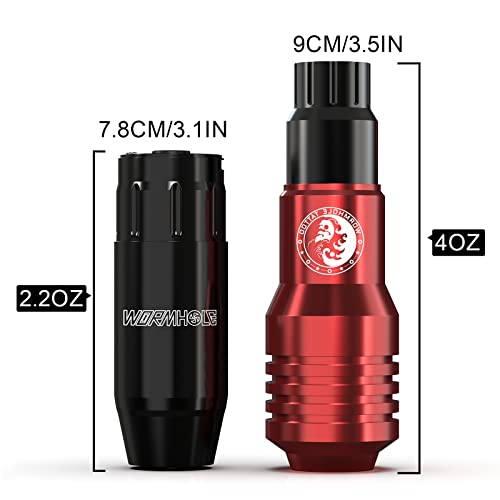Wireless Tattoo Pen Machine with 1200mAh Battery & RCA / Type-C Cable - Red