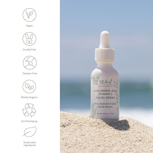 Sea-El Hyaluronic Acid & Vitamin C Face Serum - Hydrating Anti-Aging Moisturizer for All Skin Types - 1 Fl Oz