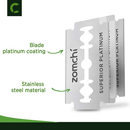White Double Edge Safety Razor for Women and Men+ 50 Counts Saftey Blades for Shaving