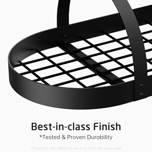 Black 34-Inch Ceiling Pot Rack with 20 Hooks for Kitchen Organizer