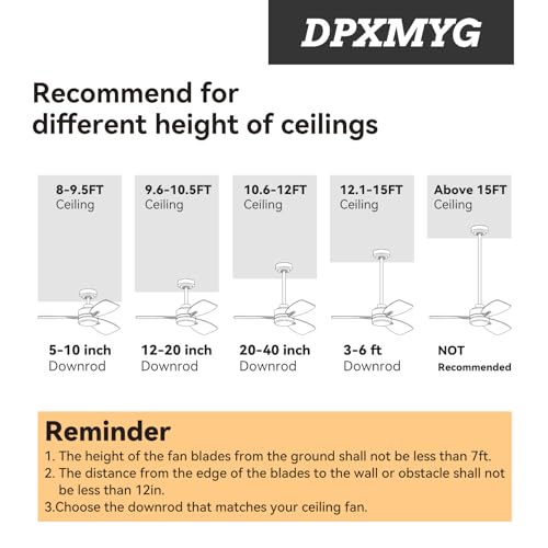 Black 72 Inch Ceiling Fan Downrod - Unthreaded Extension Rod for High Ceilings