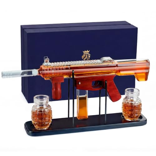 Transparent Whiskey Decanter Gift Set with 2 Grenade Glasses - Kollea
