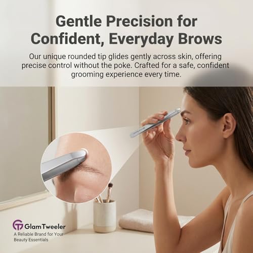 Premium Stainless Steel Tweezers with Rounded Tip for Gentle Hair Removal