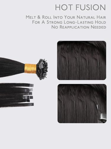 Mini Flat Tip Hair Extensions 50g 16 Inch Light Blonde Highlighted Golden Blonde Remy Hair - Seamless Keratin Bonds - Variation of THIS listing