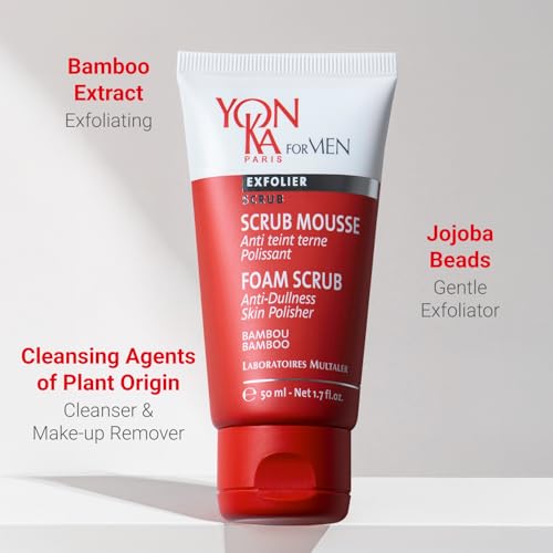 Yon-Ka Mens Foaming Scrub | Deep Cleansing Exfoliator | Gentle Gel Wash Tightens Pores and Prevents Ingrown Hairs | 1.7 fl oz
