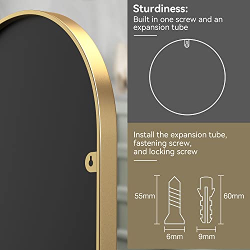 Gold Arched Mirror 24x36 Inch - Metal Wall Vanity Mirror for Bedroom & Living Room - Brightify