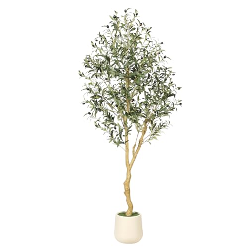 FEELEAD 6ft Artificial Olive Tree with Pre-Potted Planter - Indoor Home Decor