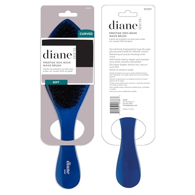 Diane Prestige 100% Soft Boar Bristle Curved Oval Wave Brush, D1707