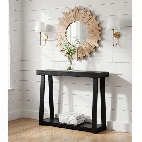 Black 46-Inch Wooden Console Table with Shelf - Classic Entryway & Living Room Accent
