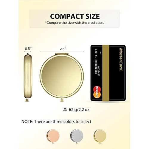 Compact Mirror Bulk, Pack of 12 Double-Sided 1X/2X Magnifying Metal Makeup Mirrors(Round, Gold)