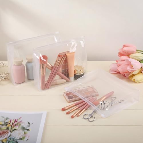 50 Pcs Clear Zipper Makeup Bags - Travel Cosmetic Storage 7.8 x 5.9 in
