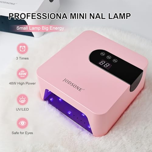 JODSONE UV Nail Lamp Rechargeable Portable with 3 Timers & LCD Display - Pink, H10-1