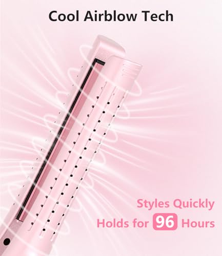 0.6 Inch Curling Iron for Short Hair, 2-in-1 Flat Iron & Curler, Cool Airflow Styler