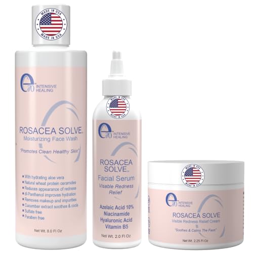 Rosacea Treatment Skincare Set - Face Wash, Cream & Serum - 12.25 Fl Oz Pack of 3