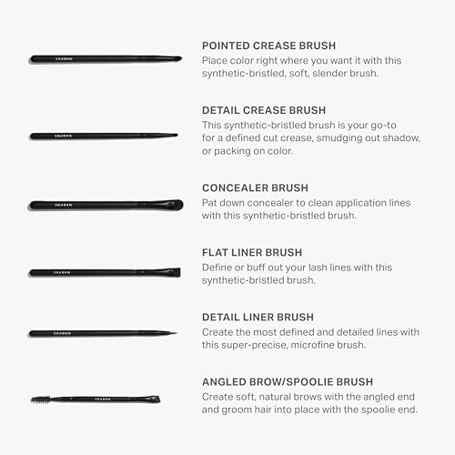 Morphe Eye Obsessed Makeup Brushes - 12 Piece Eyeshadow Brush Set - Lining, Blending & Angled Eyeshadow Brushes - Made with Natural & Synthetic Bristles and Includes Makeup Brush Case (12 Count)