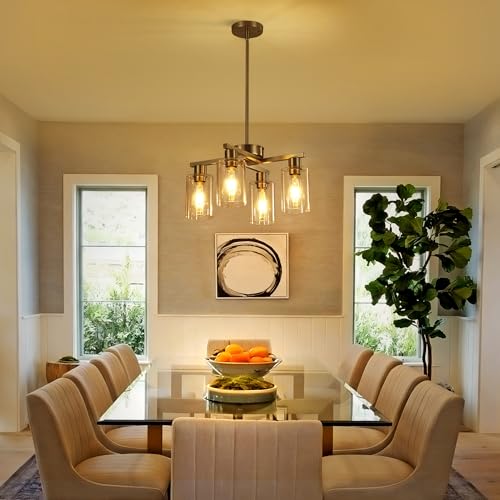 Nickel 4-Light Modern Glass Pendant Chandelier - D18 Variation