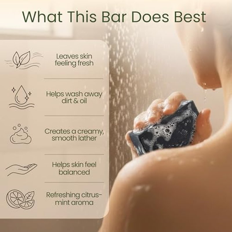 Aspen Kay Naturals Handmade Dead Sea Mud Soap Bar, Activated Charcoal & Pure Essential Oils, 4.5 oz Bar