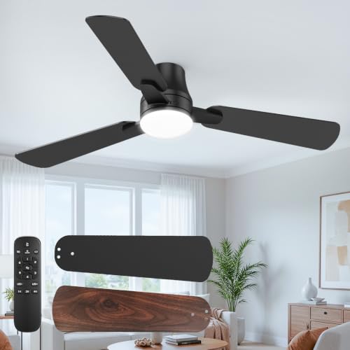 Black 42-Inch Ceiling Fan with Lights and Remote - Easy Assembly
