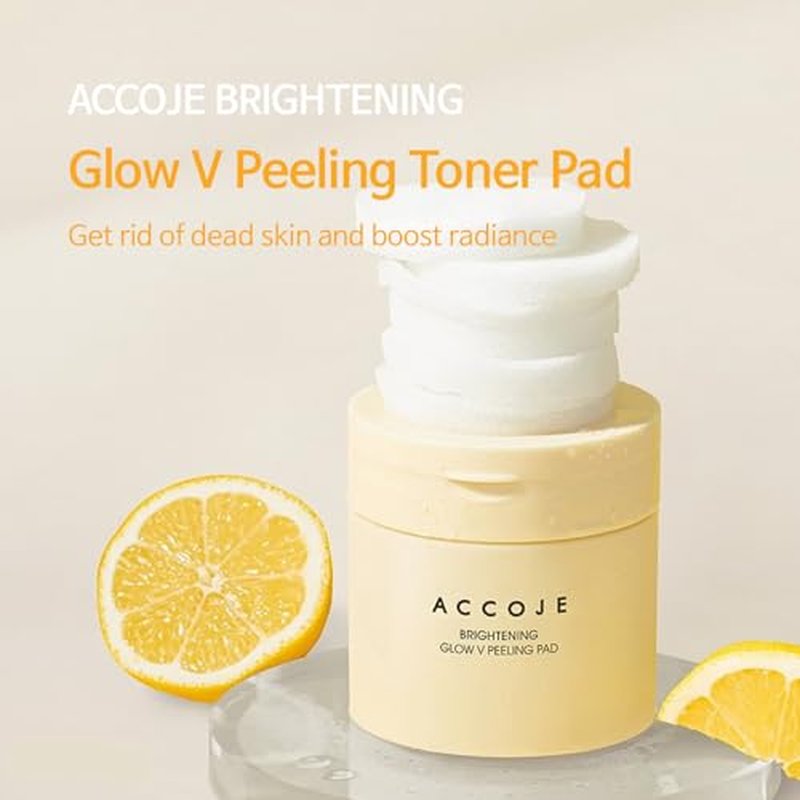 ACCOJE Brightening Glow V Peeling Toner Pads with Glutathione & AHA+BHA, Dual-Textured Exfoliating, Clearer & More Radiant Complexion, Korean Skin Care (70 Pads)