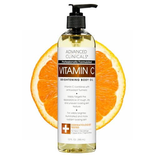 Vitamin C Body Oil - 12 Fl Oz Brightening Moisturizer for Radiance - Advanced Clinicals